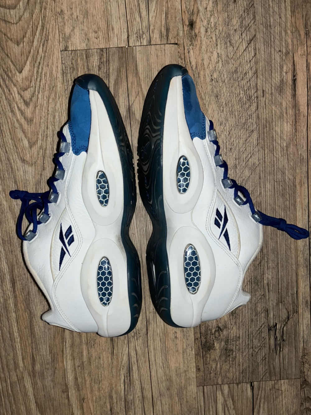 Reebok Question Low White Electric Cobalt Blue Toe Sneakers